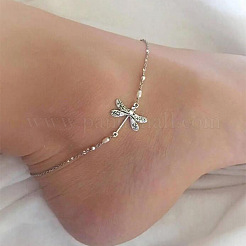 Tibetan Style Alloy Dragonfly Link Chain Anklets for Women&nbsp;WGFA0A3-01
