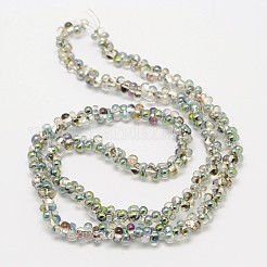 骨型電気メッキガラスビーズ連売り  虹メッキ  春の緑  3x6x4mm  穴：1mm  約200個/連  22.8インチ&nbsp;EGLA-F100B-01A