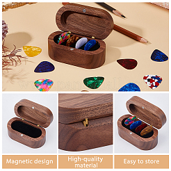 1Pc 4-Slot Oval Shaped Wood Storage Boxes with Magnetic Lid for Guitar Picks&nbsp;OBOX-DC0001-03B