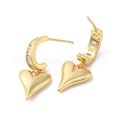 Clear Cubic Zirconia Heart Dangle Stud Earrings&nbsp;EJEW-F316-07G