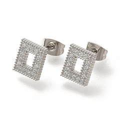304 Stainless Steel Micro Pave Clear Cubic Zirconia Stud Earrings&nbsp;EJEW-H018-03P-03