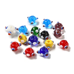 手作りのカボチャのスポットランプワークビーズ  ラウンド  カラフル  8.5x10.5x7mm  穴：1.8mm  約40個/連  10.63''（27センチメートル）&nbsp;LAMP-P064-02A