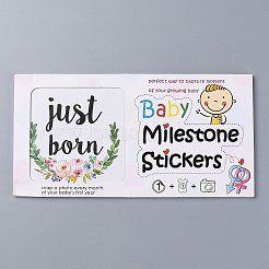 花のテーマベビースキルマイルストーンステッカー  女の赤ちゃんのために  言葉で  花柄  220x110mm  2枚/枚  12個/セット&nbsp;DIY-H127-B04