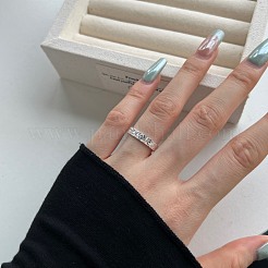 魚の鱗模様のスターリングシルバーの指輪925個  女性用プレーンバンドリング  銀  4mm  内径：17.6mm&nbsp;RJEW-Q814-13S