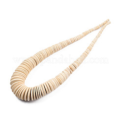 ココナッツビーズ連売り  ナチュラル  フラットラウンド  小麦  6~26x2~7mm  穴：1mm  約95~125個/連  18.70インチ（47.5cm）&nbsp;COCB-Q001-1
