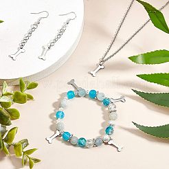 304ステンレススチールチャーム  犬用の骨  ステンレス鋼色  15x6.5x1mm  穴：1.5mm  20個/箱&nbsp;STAS-UN0003-80