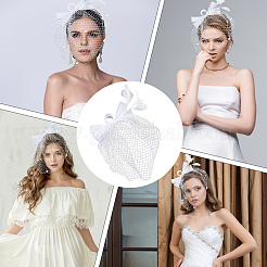 Gauze Mesh Veil Cloth with Aligator Hair Clip&nbsp;AJEW-WH20018-97B