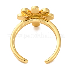 Rack Plating Flower Brass Enamel Open Cuff Rings for Women&nbsp;RJEW-S242-10B