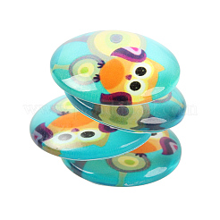 Cartoon Owl Printed Glass Half Round/Dome Cabochons&nbsp;GGLA-N004-16mm-B