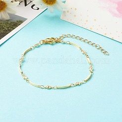 Brass Inlaid Clear Cubic Zirconia Link Chain Bracelets&nbsp;BJEW-JB06418
