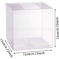 透明なプラスチック製のペットボックスのギフト包装  防水折りたたみカートン  キューブ  透明  12x12x12cm&nbsp;CON-WH0052-12x12cm