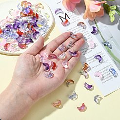 100個の電気メッキ透明ガラスビーズ  金箔  三日月  ミックスカラー  9x14x6mm  穴：1.2mm&nbsp;EGLA-SZ0001-42