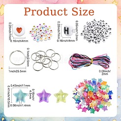 DIYキーキアン作成キット  鉄の輪を含む  556 個のプラスチックビーズ  コー​​ド  ミックスカラー  2mm  1バンドル&nbsp;DIY-CJC0014-09B