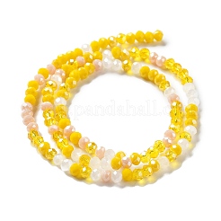 ガラスビーズ連売り  多面カット  ロンデル  ゴールド  4x3mm  穴：0.4mm  約123~127個/連  15.75~16.5インチ（40~42cm）&nbsp;EGLA-A034-M4mm-21