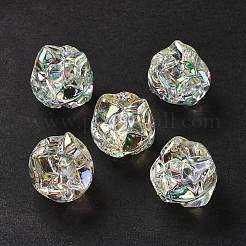 UVメッキレインボー虹色アクリルビーズ  花  ミックスカラー  17x17x15.5mm  穴：3.2mm&nbsp;OACR-H015-09