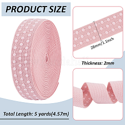 5ヤードの刺繍用フラットポリエステル弾性コード/バンド  ウェビング衣類縫製アクセサリー  ピンク  28mm&nbsp;OCOR-WH0016-10C