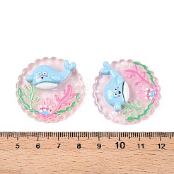 Ocean Theme Flat Round Resin Cabochons&nbsp;CRES-T025-02C