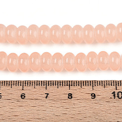 模造ヒスイのガラスビーズ  透明なベーキングペイントのロンデルビーズ  ライトサーモン  8~8.5x4.5~5mm  穴：1.2mm  約159~164個/連  30.71~31.50インチ（78~80cm）&nbsp;DGLA-ZX002-8mm-02D
