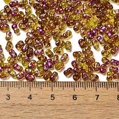 塗装ガラスシードビーズスプレー  ピーナッツ  蘭  4~5x2~2.5x2~2.5mm  穴：0.8~0.9mm  約8500個/ポンド&nbsp;SEED-F005-04A-01