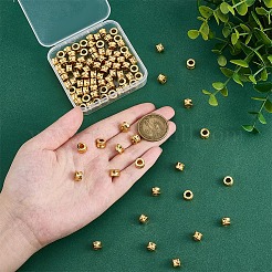 チベット風合金ヨーロピアンビーズ100個  大穴ビーズ  バレル  アンティーク黄金  8x5.5mm  穴：4mm&nbsp;FIND-PH0029-09AG
