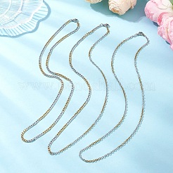 3Pcs 3 Styles Two Tone 304 Stainless Steel Curb Chain & Cable Chain Necklaces for Women Men&nbsp;NJEW-JN05568