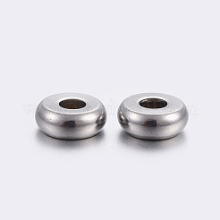 変色しにくい304ステンレススチールスペーサービーズ  フラットラウンド  ステンレス鋼色  5x2mm  穴：1.5mm&nbsp;STAS-F191-13P-B