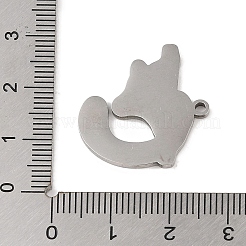 変色しない201ステンレススチールペンダント  マウスチャーム  ステンレス鋼色  22.5x23.5x1.5mm  穴：1mm&nbsp;STAS-C095-31P