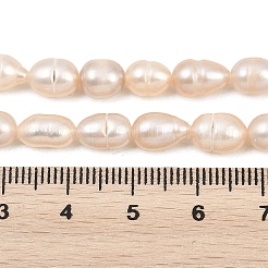 天然養殖淡水パールビーズ連売り  ライス  グレード2 A  古いレース  6~7mm  穴：0.6mm  約45個/連  13.46''（34.2cm）〜13.70''（34.8cm）&nbsp;PEAR-D003-01D-09