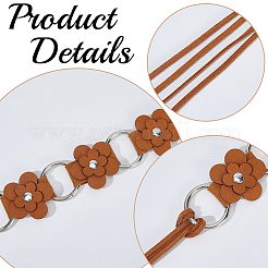 1Pc Imitation Leather Flower Brass Ring Link Chain Waist Belly Chains Belts for Women&nbsp;AJEW-CL0001-49C