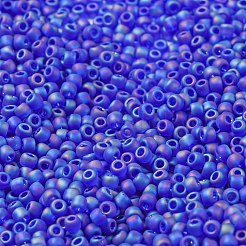 トーホー 8/0ラウンドビーズ  日本製シードビーズ  (87f) 透明abフロストダークサファイア  3mm  穴：1mm  約222個/10g&nbsp;X-SEED-TR08-0087F
