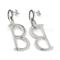 イオンプレーティング（IP）304ステンレススチールスタッドピアス  文字.b  ミックスカラー  52.5mm  ピン：0.8mm&nbsp;EJEW-P191-12