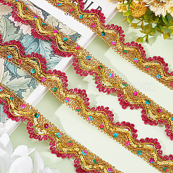 Metallic Polyester Lace Ribbon&nbsp;OCOR-WH0077-66A