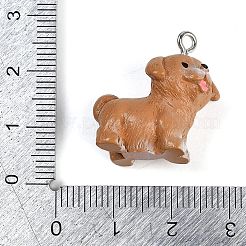 かわいい不透明樹脂ペンダント  プラチナ鉄ループ付き  犬  23x22.5x15mm  穴：2mm&nbsp;RESI-R458-05D