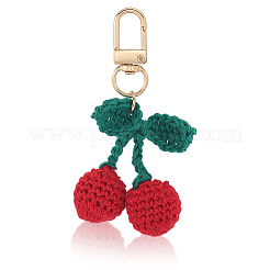 6Pcs Cherry Wool Knitting Pendant Decorations&nbsp;HJEW-CP0001-18G
