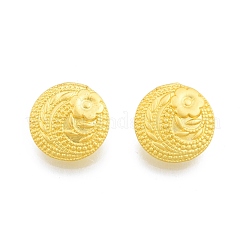 合金シャンクボタン  1穴  花付きフラットラウンド  マットゴールドカラー  17x7mm  穴：2mm&nbsp;BUTT-A050-01MG