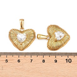 304ステンレススチールラインストーンペンダント  ハートチャーム  ゴールドカラー  20.5x23x8mm  穴：7x3mm&nbsp;STAS-P438-32G