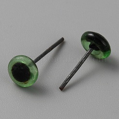 ガラス工芸ニードルフェルトの目  鉄のピン付き  人形作りアクセサリー  フラットラウンド  ライムグリーン  16~17x7mm  約1000足/袋&nbsp;DOLL-WH0002-16E