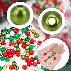 クリスマステーマDIYラウンドABSプラスチック＆アクリルビーズファインディングキット1600個8スタイル  ミックスカラー  5.5~6x5~6mm  穴：1~1.8mm  200個/スタイル&nbsp;DIY-AR0004-47