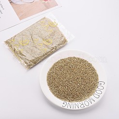 板ガラスシリンダービーズ  シードビーズ  メタリックカラー  丸い穴  ゴールド  1.5~2x1~2mm  穴：0.8mm  約888個/50g&nbsp;X-SEED-S047-E-005