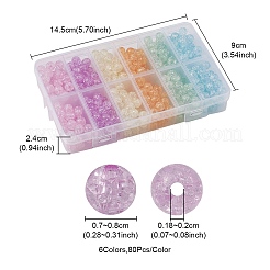 480Pcs 6 Colors Transparent Crackle Acrylic Beads&nbsp;MACR-YW0002-51