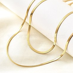304 Stainless Steel Flat Snake Chain Double Chain Necklaces&nbsp;NJEW-Q039-01G