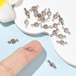シェグレース 真鍮 パヴェ キュービックジルコニア フラット ラウンド コネクター チャーム  カドミウムフリー＆ニッケルフリー＆鉛フリー  長持ちメッキ  プラチナメッキ  ベージュ  10.5x5x2mm  穴：1.2mm&nbsp;XGRQ2O066-442B-P
