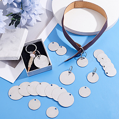 DIY 201 Stainless Steel Blank Flat Round Pendant Keychain Making Kits&nbsp;DIY-PH0029-47