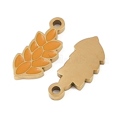 野菜 304 ステンレススチール エナメルチャーム  イオンプレーティング（ip）  ゴールドカラー  小麦  14.5x6x1.5mm  穴：1.4mm&nbsp;STAS-C137-02F-G