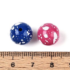 不透明およびスプレー塗装されたアクリルビーズ  スポットとのラウンド  ミックスカラー  12mm  穴：1.8~2.2mm&nbsp;OACR-G049-01A