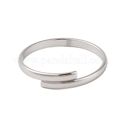 変色しない304ステンレススチールプレーンバンドリング  女性用オープンカフリング  ステンレス鋼色  内径：18mm&nbsp;STAS-S125-13P