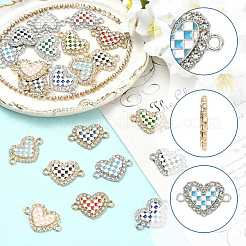 12Pcs 6 Colors Alloy Enamel & Crystal Rhinestone Connector Charms&nbsp;FIND-FS0005-39P