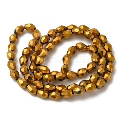 電気メッキガラスビーズセット  多面カット  ティアドロップ  黄金メッキ  7x5mm  穴：1mm  約65~67個/連  18~18.5インチ（45.5~46.9cm）&nbsp;EGLA-D017-7x5mm-3