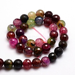 Dyed Natural Agate Faceted Round Beads Strands&nbsp;G-E320E-8mm-03