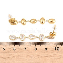 304 Stainless Steel Oval with Teardrop Tassel Stud Earrings&nbsp;EJEW-A161-05G-02